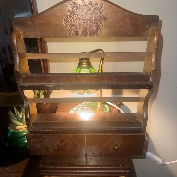 Vintage Wooden Wall Rack With Two Drawers - Picture 11 of 11